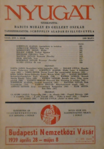 Babits Mihly Gellrt Oszkr  (szerk.) - Nyugat XXXII. vfolyam 5. szm