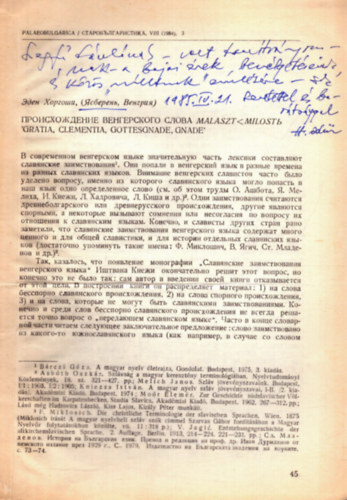 Orosz nyelv nyelvszeti klnlenyomat (dediklt)