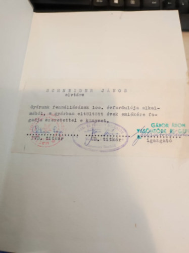 A G�bor �ron Vas�nt�de �s G�pgy�r t�rt�nete 1862-1962