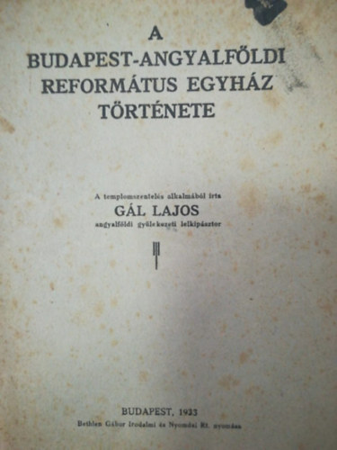 A Budapest-Angyalfldi reformtus egyhz trtnete