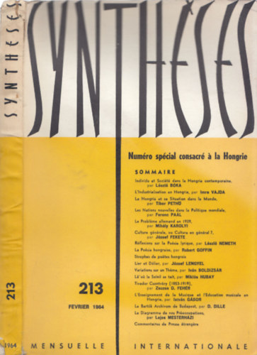 Maurice Lambilliotte - Synth�ses (Revue Internationale) (Magyarorsz�g sz�m)