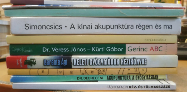 10 db K�z- �s f�lmassz�zs; Gerinc ABC; Keleti gy�gym�dok k�zik�nyve; Akupunkt�ra a gy�gy�t�sban; Eg�szs�g a j�v�ben (Reflexol�gia); A k�nai akupunkt�ra r�gen �s ma; Talpkontroll; Ezoterikus nemesk�gy�gy�szat; Talpmassz�zs ott