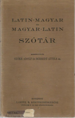 Latin-magyar �s magyar-latin sz�t�r