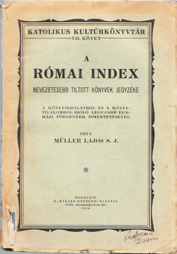 M�ller Lajos - A r�mai index nevezetesebb tiltott k�nyvek jegyz�ke