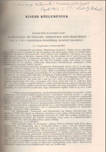 A 2., 4., 5. s 6. Mimnermos-tredkek kommentrjbl - Klnlenyomat - Dediklt