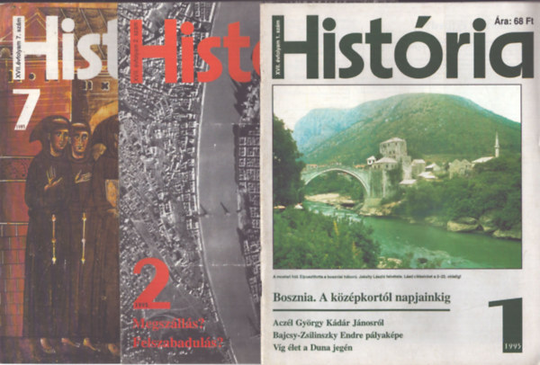 3 db Hist�ria foly�irat: 1995/1., 2., 7. sz�mok