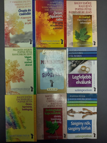(9db) Popper Pter knyvcsomag: nzs s csalds / rm, fjdalom, tabu / A csald / Vgzet, sors, szabad akarat / Llek s gygyts / Legfeljebb elvlunk / rm, harmnia, boldogsg / Boldogtalan kapcsolatok / Szegny nk,