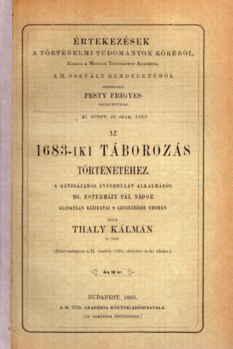 Az 1683-iki t�boroz�s t�rt�net�hez