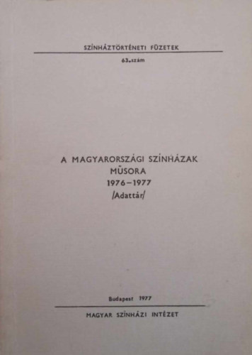 A magyarorszgi sznhzak msora 1976-1977 - Adattr