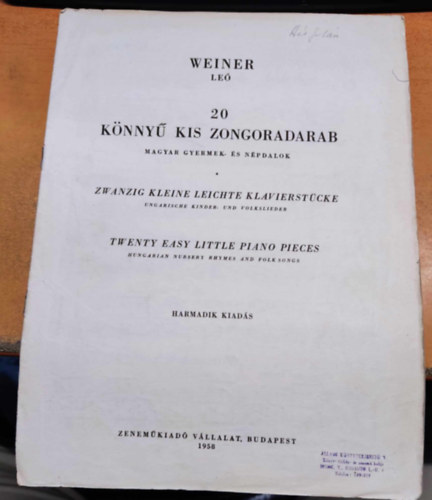 Weiner Le - 20 Knny kis zongoradarab - magyar gyermek- s npdalok