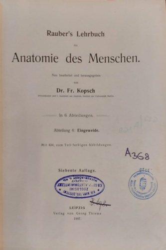 Rauber's Lehrbuch der Anatomie des Menschen Abteilung 4. (tredk)
