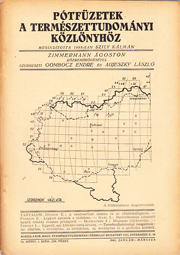 Ptfzetek a Termszettudomnyi Kzlnyhz 1943/1-4. szm (4 db. lapszm)