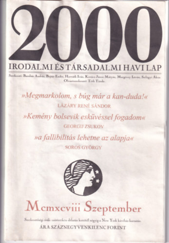 2000 Irodalmi s Trsadalmi Havi Lap - 1998. Szeptember