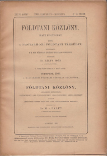 Fldtani Kzlny 1906/1-12. (Teljes vfolyam, lapszmonknt)