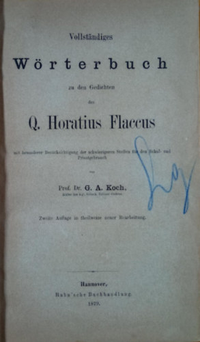 Vollstndiges Wrterbuch zu den Gedichten des Q. Horatius Flaccus