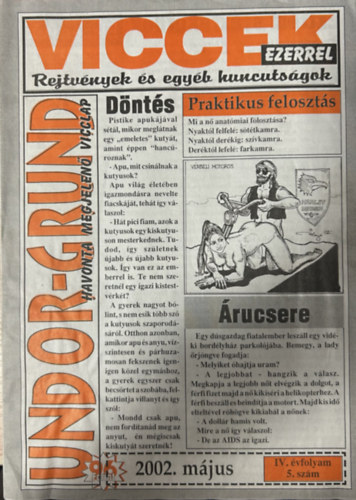 Undor-Grund - 2000. m�jus (VI. �vf. 5. sz�m)