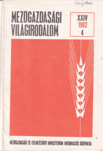 Mez�gazdas�gi vil�girodalom XXIV. 1982. 4