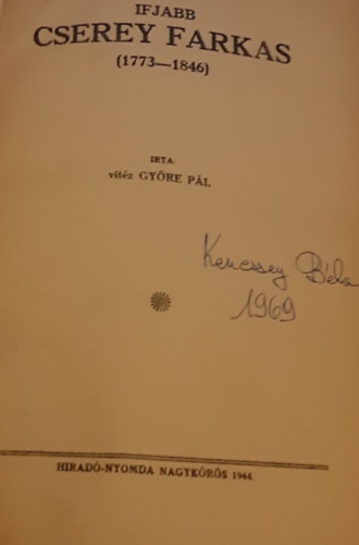 Ifjabb Cserey Farkas (1773-1846)