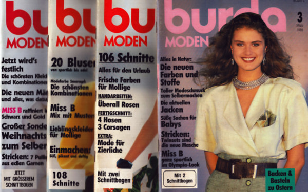 Tbb szerz - Burda Moden 1988/3., 6., 8., 12. szmok szabsminta mellklettel (nmet nyelv)