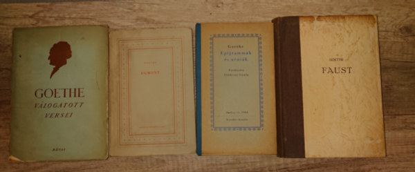 4 k�tet Goeth�t�l: V�logatott versei, Egmont, Epigramm�k �s x�ni�k, Faust