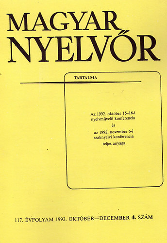 Magyar nyelvr 1993 (117.vfolyam)
