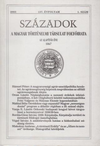 Szzadok 137. vf. 2003. 1. szm