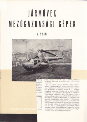 J�rm�vek Mez�gazdas�gi g�pek 1959. �vfolyam 7. sz�m