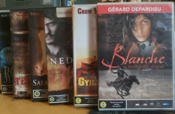Orlando Bloom, Chow Yun-Fat, Gérard Depardieu, Patrick Swayze, Julian Sands Franco Nero - 6 db DVD kalandfilm: Blanche, a bosszúálló angyal; Gyilkosok szentélye; Ned Kelly; Roma Santa: Farkasvadászat; Salamon kincse; Texas Adios