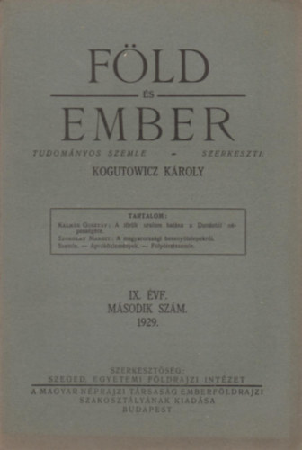 Kogutowicz Kroly  (szerk.) - Fld s ember 1929/2.