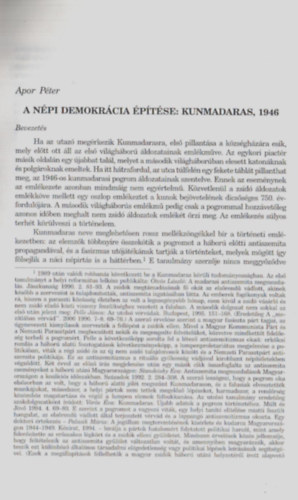 A npi demokrcia ptse: Kunmadaras 1946. -Szzadok-A Magyar Trtnelmi Trsulat Folyirata.-(Klnlenyomat)