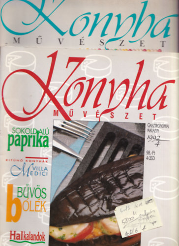 6 db Konyha mvszet gasztronmiai magazin ( egytt )  1991/2, 1991/3,1991/1, 1992/2, 1992/4,1992/5