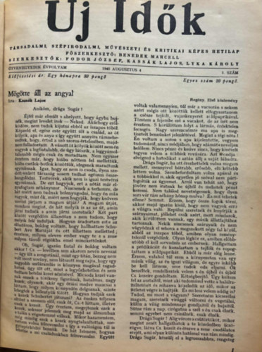 Uj id�k - Sz�pirodalmi, m�v�szeti �s t�rsadalmi k�pes hetilap 1945. I.  1-22. sz�m (egyek�tve)