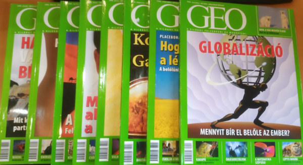 8 db Geo - A vil�got felfedezni �s meg�rteni, 2008: jan: H�bor� vagy b�ke; feb: Hogyan �r�ny�tja a has a fejet?; �pr: A F�ld sivatagai; m�j: Sz�ps�g; j�l: �rint�s; aug: Kopernikusz �s Galilei; szep: Hogyan gy�gy�tja a l�lek a tes
