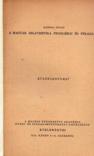 A magyar szlavisztika problmi s feladatai