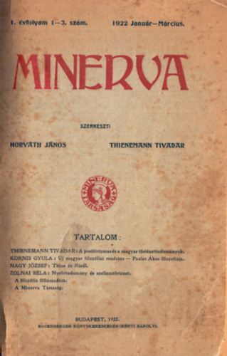 Minerva 1922. I. vfolyam 1-10. (teljes)