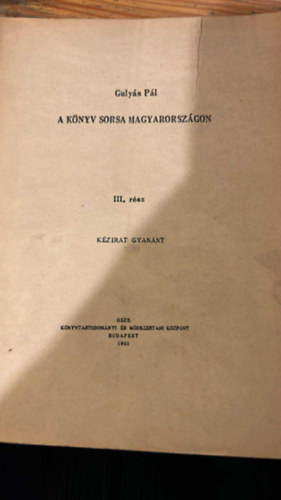 A k�nyv sorsa Magyarorsz�gon III.