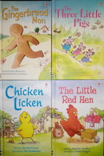 Susanna Davidson, Russel Punter, Illustrated by Elena Temporin, Georgien Owerwater  Mairi Mackinnon (illust.) - Usborne Traditional Stories (4 ktet) The Gingerbread Man / The Three Little Pigs / Chicken Licken / The Little Red Hen