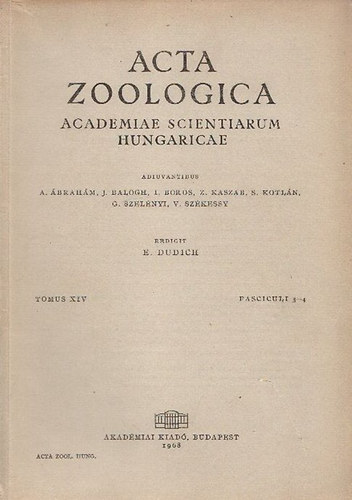 Acta Zoologica (A Magyar Tudomnyos Akadmia zoolgiai kzlemnyei - Academiae Scientiarum Hungaricae) (Tomus XIV., Fasciculi 3-4.)