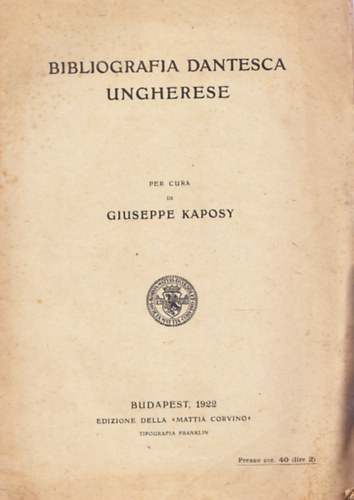 Bibliografia Dantesca Ungherese