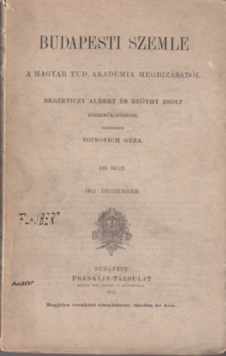 Budapesti Szemle 420. szm 1911. deczember