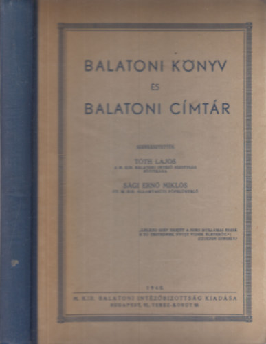 Balatoni knyv s Balatoni cmtr