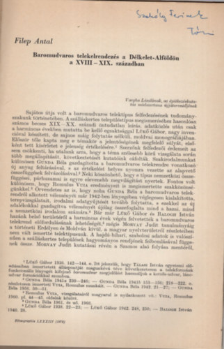 Baromudvaros telekelrendez�s a D�lkelet-Alf�ld�n a XVIII-XIX. sz�zadban- Dedik�lt- K�l�nlenyomat