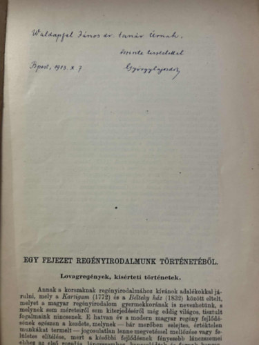 Egy fejezet regnyirodalmunk trtnetbl.