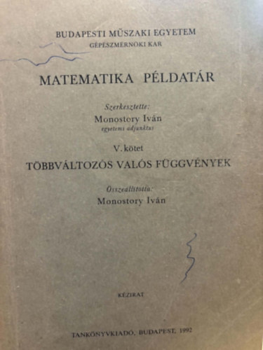 Matematikai p�ldat�r V. - T�bbv�ltoz�s val�s f�ggv�nyek