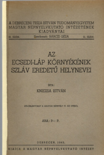 Az Ecsedi-lp krnyknek szlv eredet helynevei