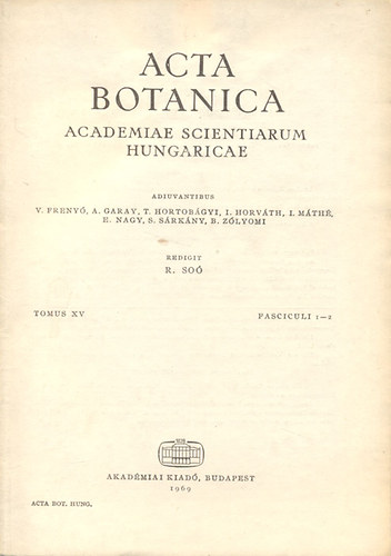 Acta Botanica (A Magyar Tudomnyos Akadmia botanikai kzlemnyei)- Tomus XV., Fasciculi 1-2.