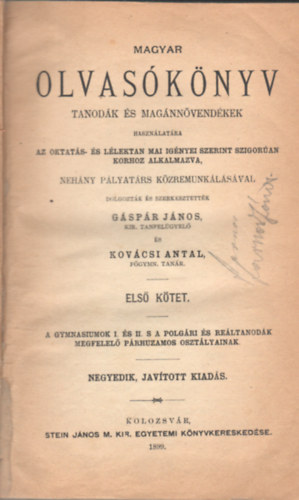 Magyar Olvasknyv tanodk s magnnvendkek hasznlatra