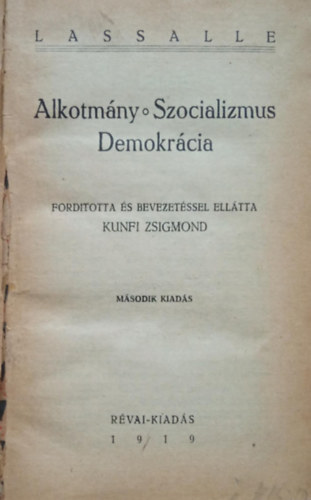 Lassalle - Alkotmny, szocializmus, demokrcia