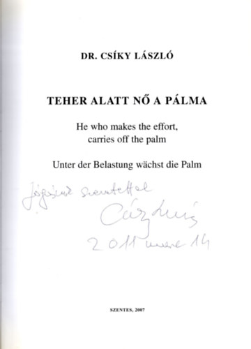 "Teher alatt n a plma" - Dr. Csky Lszl szobrai