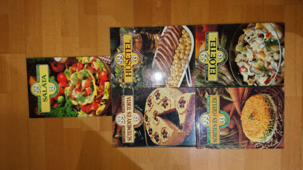 5 db Lajos Mari-Hemz Kroly szakcsknyv: 99 salta, 99 stemny s torta, 99 hstel,  kkrts s fzelk, 99 eltel